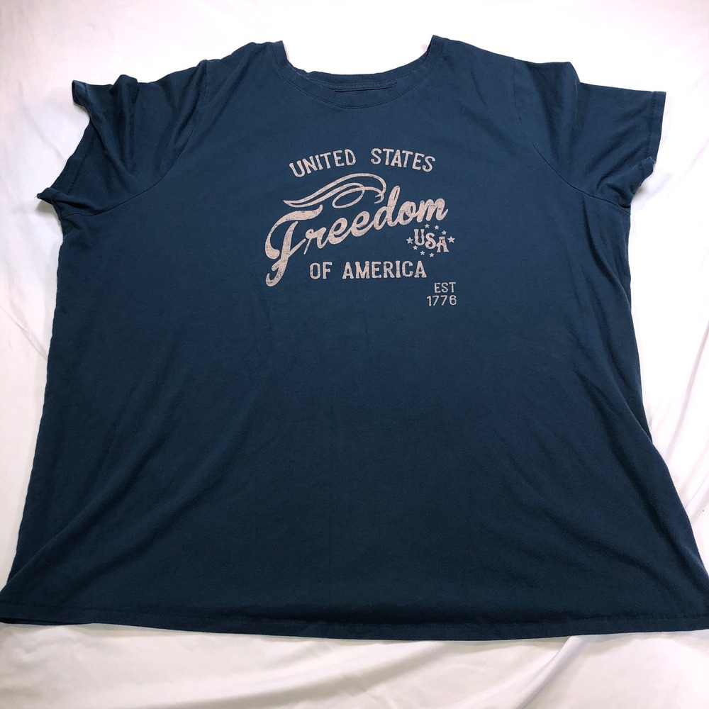 Sonoma Goods For Life Womens 3X Freedom of America Graphic Tee Blue Short Sleeve